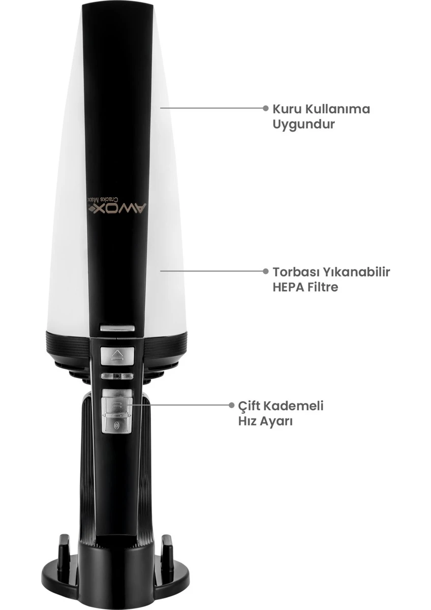 Awox Cracks Max Şarjlı El Süpürgesi Torbasız Yıkanabilir HEPA Filtre ile Üstün Çekiş Gücü